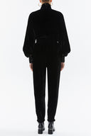 Black Button velvet jumpsuit 10107