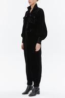 Black Button velvet jumpsuit 10107