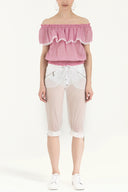 White Wide cut pedal pushers 70039