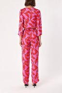 Patterned Elastic waist wide cut trousers 41609