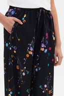 Black Elastic waist wide cut pants 41344