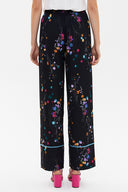 Black Elastic waist wide cut pants 41344