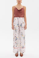 Yellow Elastic waist wide cut pants 41344