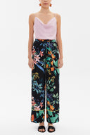 Patterned Elastic waist wide cut pants 41344