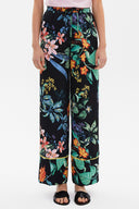 Patterned Elastic waist wide cut pants 41344