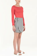 White Striped linen mini dress 80886