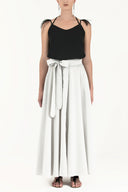 Black Belted godet maxi skirt 80948