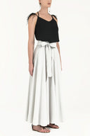 Black Belted godet maxi skirt 80948