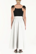 Black Belted godet maxi skirt 80948