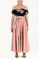 Salmon Belted godet maxi skirt 80948