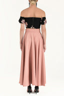 Salmon Belted godet maxi skirt 80948