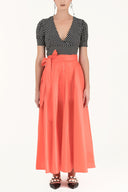 Coral Belted godet maxi skirt 80948