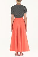 Coral Belted godet maxi skirt 80948
