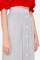 Striped Button and Pleated skirt 81052