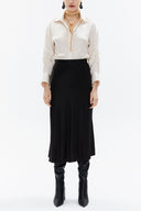 Black Elastic waist midi skirt 81150