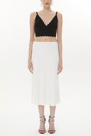 White Elastic waist midi skirt 81150