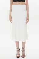 White Elastic waist midi skirt 81150