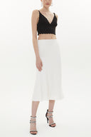 White Elastic waist midi skirt 81150