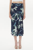 Patterned Elastic waist midi skirt 81150