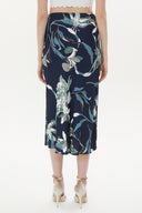 Patterned Elastic waist midi skirt 81150