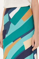 Green Mixed Elastic waist maxi skirt 81164