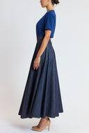 Navy Blue Flowy high-waisted skirt 81295 RPT