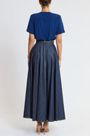 Navy Blue Flowy high-waisted skirt 81295 RPT