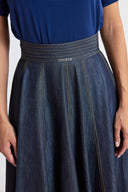 Navy Blue Flowy high-waisted skirt 81295 RPT