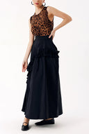 Black Midi length skirt with pleated detail 81396