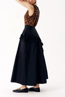 Black Midi length skirt with pleated detail 81396