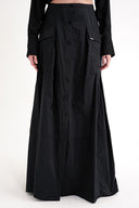 Black Gathered button detailed skirt 81321