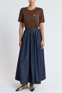 Navy Blue Gathered high waist zippered skirt 81221 RPT