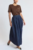 Navy Blue Gathered high waist zippered skirt 81221 RPT
