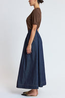 Navy Blue Gathered high waist zippered skirt 81221 RPT