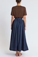 Navy Blue Gathered high waist zippered skirt 81221 RPT