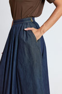 Navy Blue Gathered high waist zippered skirt 81221 RPT