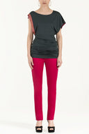 Khaki Gem detail off shoulder blouse18580