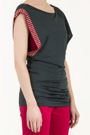 Khaki Gem detail off shoulder blouse18580