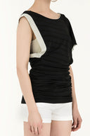 Black Beige Gem detail off shoulder blouse18580