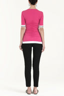 Pink V neck blouse 18786