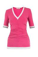 Pink V neck blouse 18786