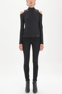 Black Shoulder-cut detail blouse 19417