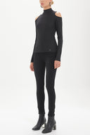 Black Shoulder-cut detail blouse 19417