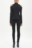 Black Shoulder-cut detail blouse 19417