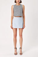 Striped Back zipper blouse with thick straps 19457