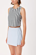 Striped Back zipper blouse with thick straps 19457
