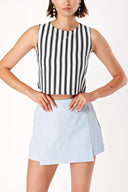 Striped Back zipper blouse with thick straps 19457