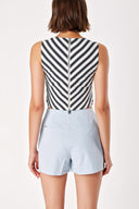 Striped Back zipper blouse with thick straps 19457