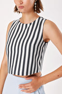 Striped Back zipper blouse with thick straps 19457
