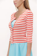 Red Striped knit cardigan 19467